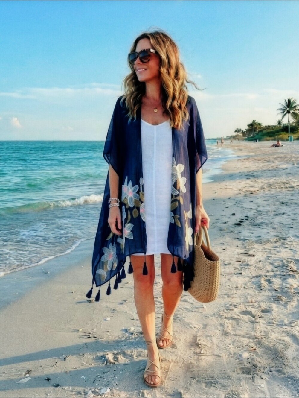 Marcus Adler New York Blue Kimono Scarf OS